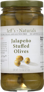 JEFF'S NATURALS: Jalapeno Stuffed Olives, 7.5 oz